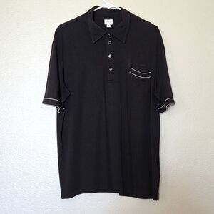 Armani Collezioni Black Silk Polo Shirt, XL, Excellent Condition
